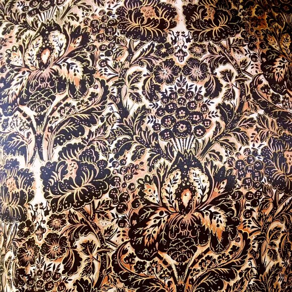 Vintage 100% Silk Gold & Black 'Baroque' Print Blouse - Picture 4 of 6